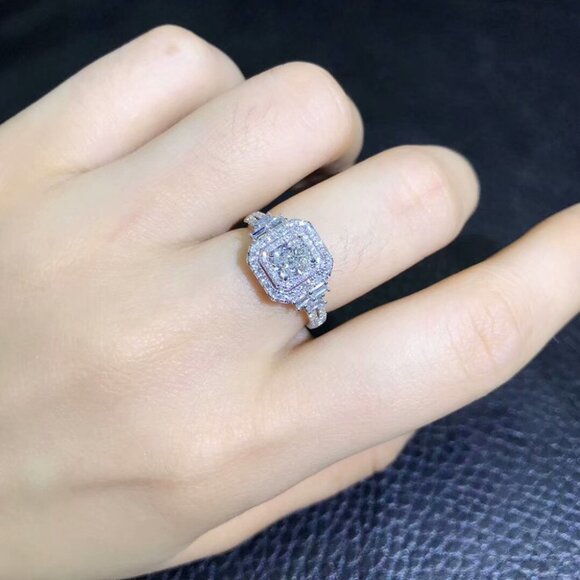 🌸Radiant Shiny Cubic Zircon Wonderful Wedding Rings for Women/Girls, L068 - Picture 3 of 6